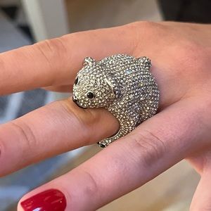 Kate Spade ♠️ Arctic Friends Bear Pave’ Silver Ring, 8, EUC
